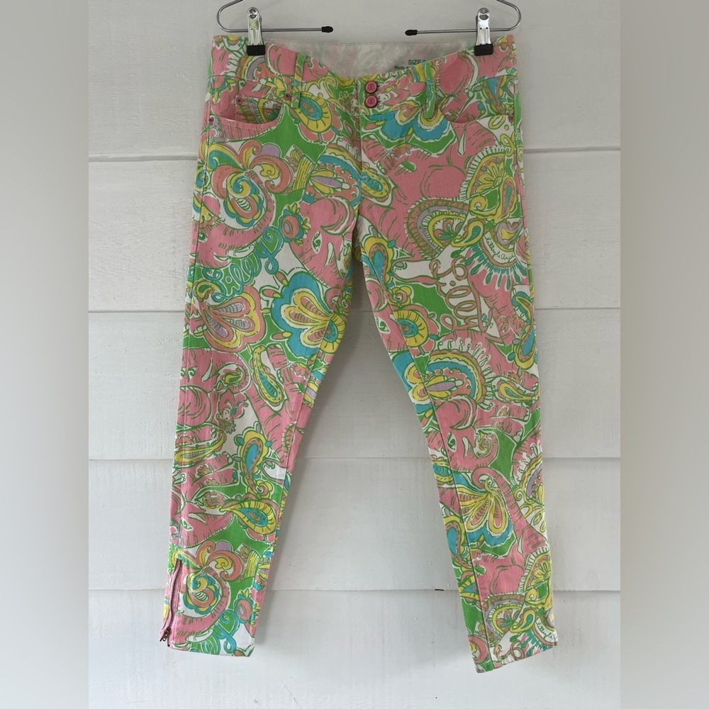 Lilly Pulitzer Woth Skinny Mini Zip Vibrant Colorful Paisley Women Jeans Size 6